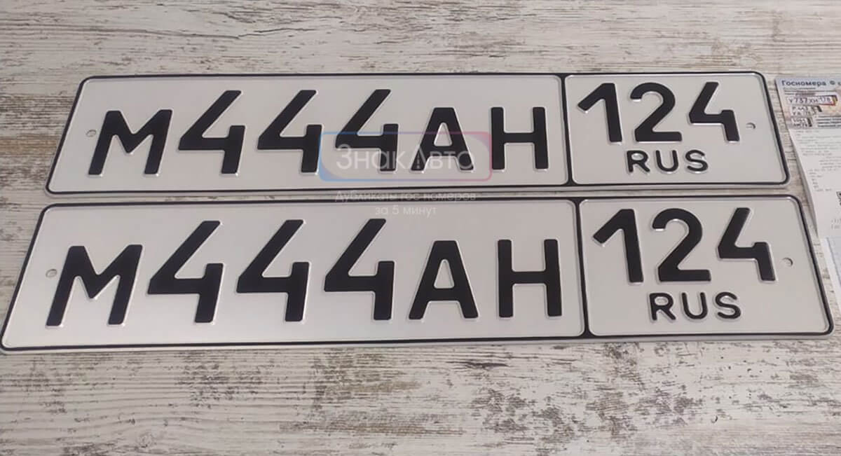 Комплект номерных знаков на авто без флага 124 региона