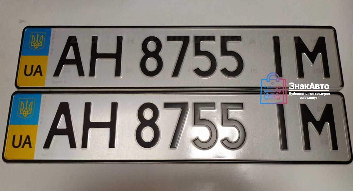 Украинские сувенирные номера на автомобиль «AH8755IM»